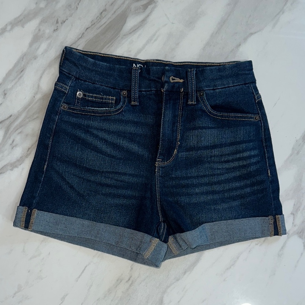 No Boundaries Blue Jean Shorts High-Waisted Cuffed